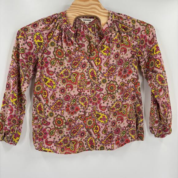 Boden Womens Sz4 Long Sleeve Pink Paisley Grace Silk Blouse - Picture 5 of 6